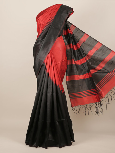 

Pothys Maroon & Black Jute Silk Solid Saree