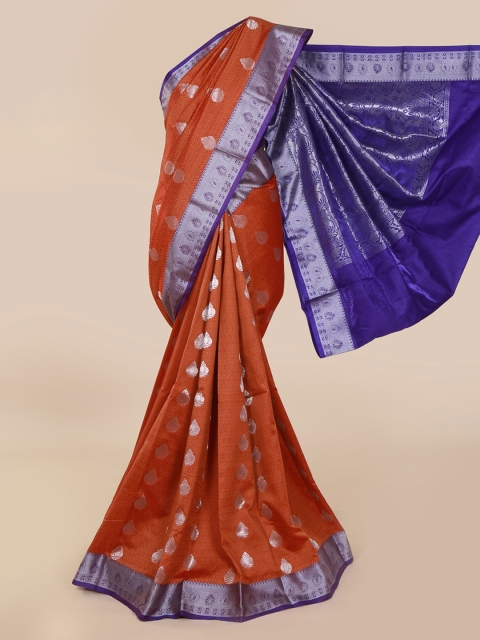 

Pothys Brown & Silver-Toned Art Silk Woven Design Saree With Zari Border