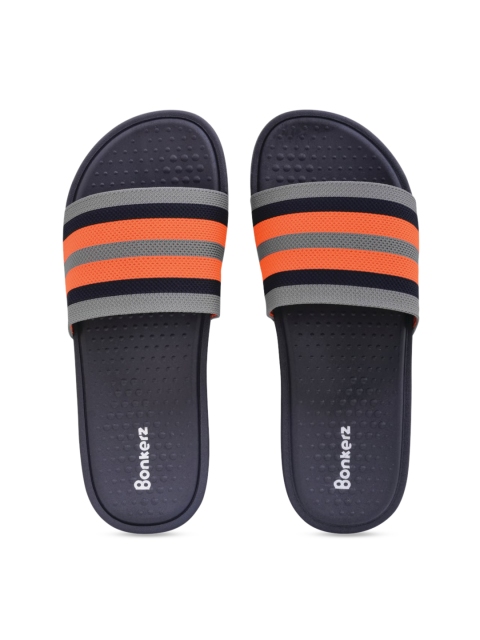 

Bonkerz Men Orange & Grey Striped Sliders