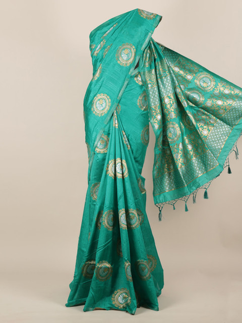 

Pothys Green Woven Design Jute Silk Saree