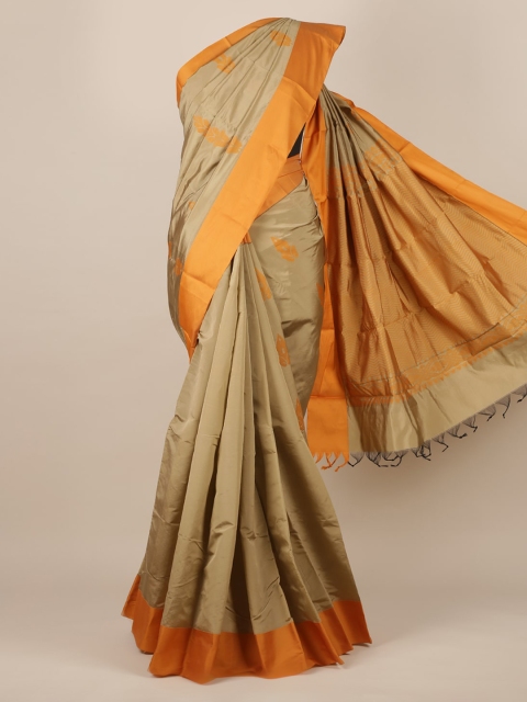 

Pothys Tan & Yellow Silk Cotton Woven Design Saree