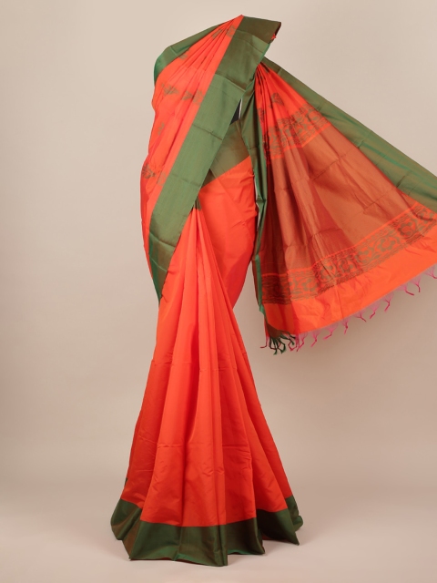 

Pothys Orange & Green Silk Cotton Woven Design Saree