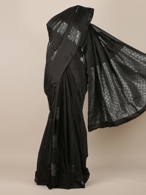 

Pothys Black & Silver-Toned Silk Cotton Woven Design Saree