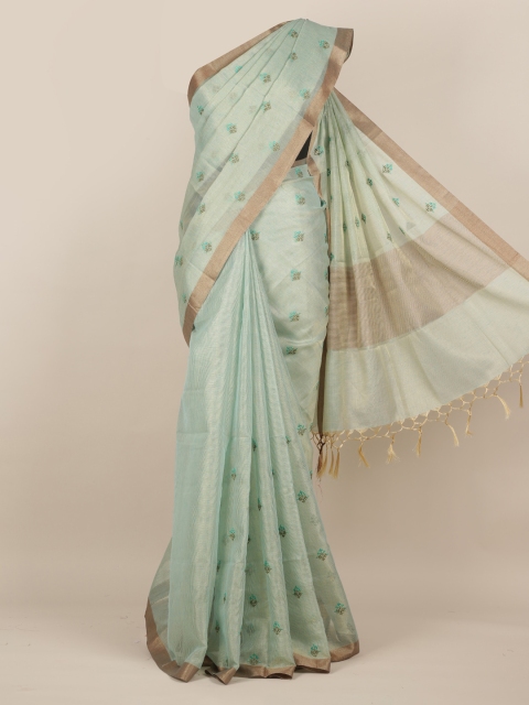 

Pothys Sea Green Woven Design Tissue Saree