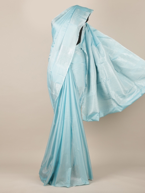 

Pothys Blue & Silver-Toned Silk Cotton Woven Design Saree