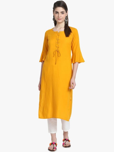 

ALC Creations Women Yellow Flared Sleeves Kurta