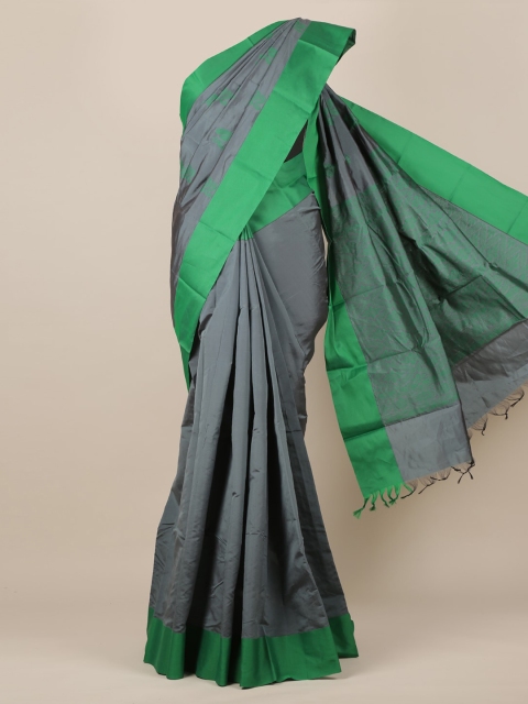 

Pothys Grey & Green Silk Cotton Woven Design Saree