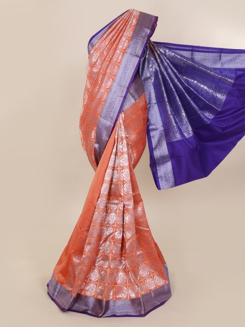 

Pothys Orange & Blue Art Silk Woven Design Saree