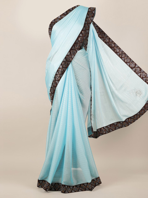 

Pothys Blue Solid Poly Georgette Saree