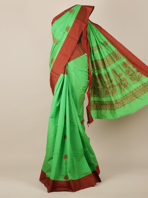 

Pothys Green & Red Silk Cotton Woven Design Saree