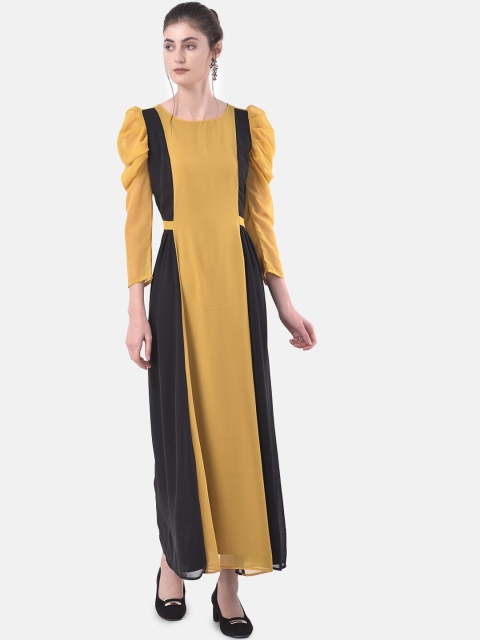 

Eavan Women Mustard Colourblocked Maxi Dress