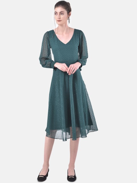 

Eavan Women Green Self Design Fit and Flare Dress