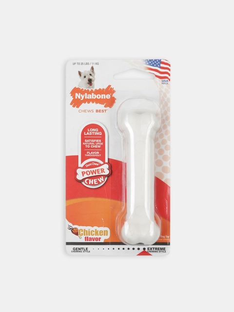 

Nylabone White Power Chew Bone Dog Toy Chicken Flavour