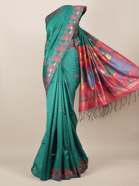 

Pothys Green & Pink Jute Silk Woven Design Saree
