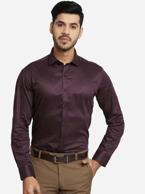 

Greenfibre Men Purple Slim Fit Printed Party Shirt