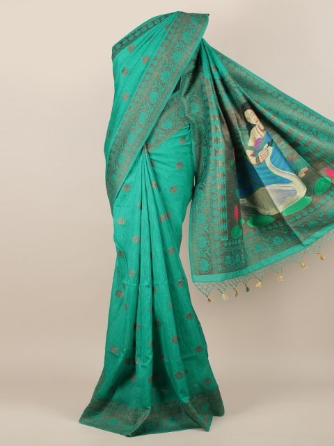 

Pothys Green Woven Design Jute Silk Saree