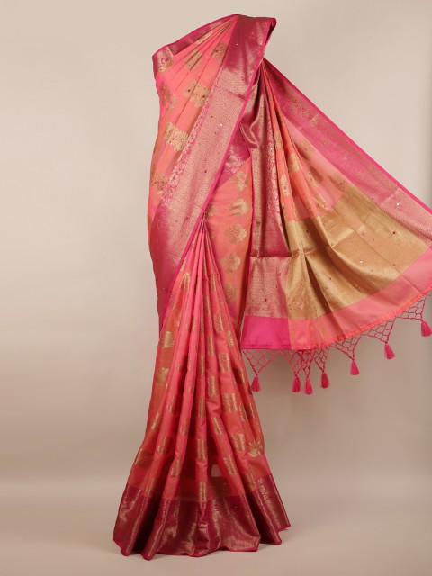 

Pothys Peach-Coloured Woven Design Cotton Blend Saree