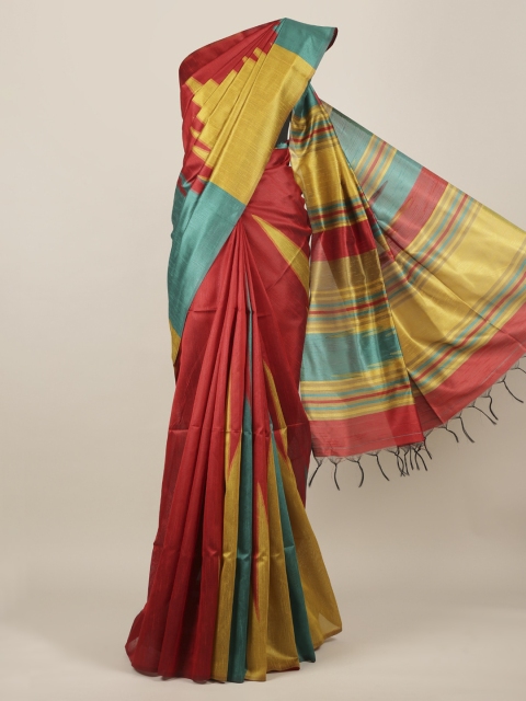 

Pothys Multicoloured Printed Jute Silk Saree With Tasseled Pallu, Multi