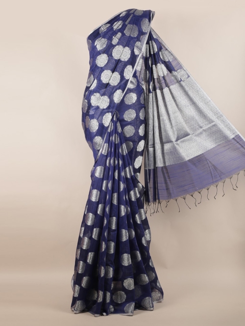 

Pothys Blue Woven Design Cotton Blend Saree