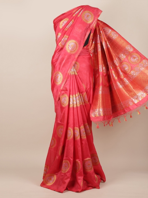

Pothys Pink Woven Design Jute Silk Saree