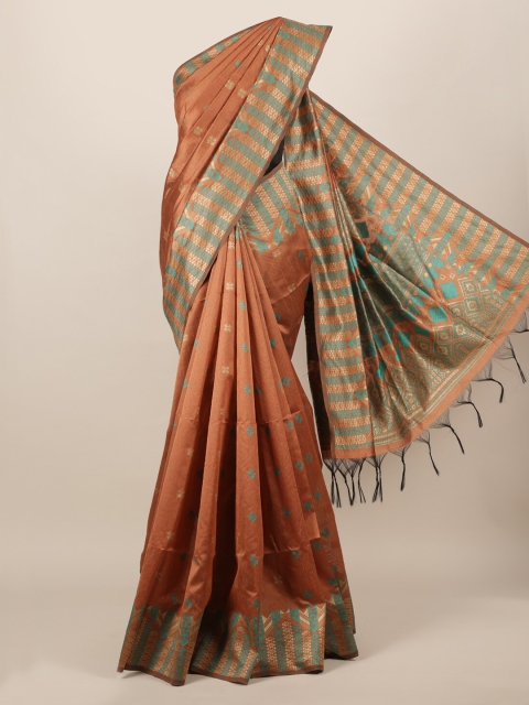 

Pothys Brown Woven Design Jute Silk Saree