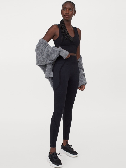 

H&M Women Black Seamless Shaping Sports Sustainable Tights