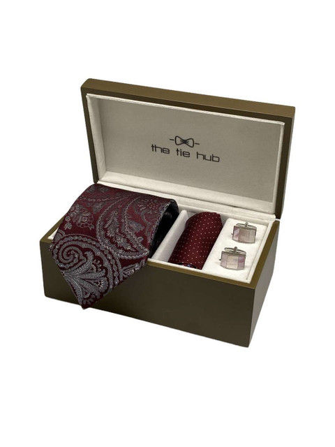 

The Tie Hub Men Multicoloured Accessory Gift Set, Maroon