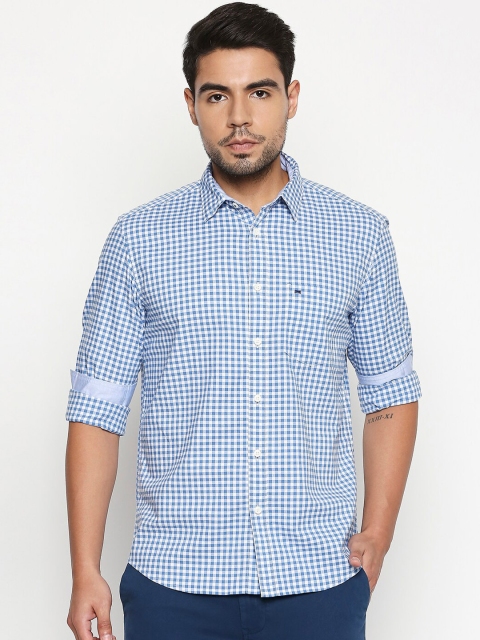 

Basics Men Blue & White Slim Fit Checked Casual Shirt