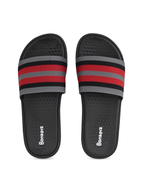 

Bonkerz Men Red & Grey Striped Sliders