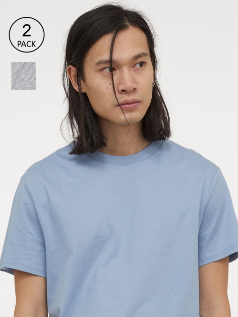 

H&M Men Blue & Grey 2-pack Long Fit T-shirts