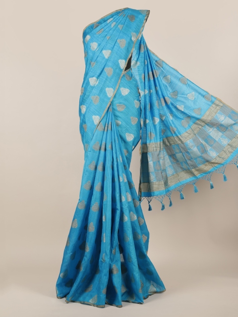 

Pothys Blue Woven Design Jute Silk Saree