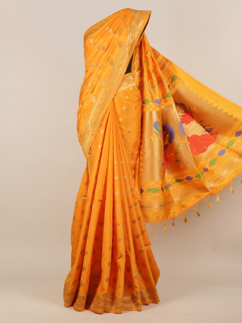 

Pothys Yellow Woven Design Jute Silk Saree