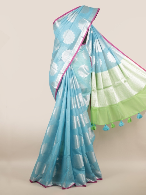

Pothys Blue Woven Design Cotton Blend Saree