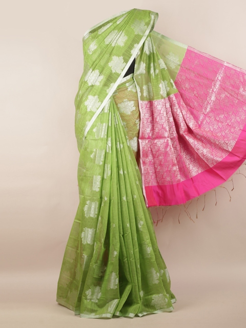 

Pothys Green & Pink Cotton Blend Woven Design Saree