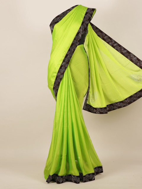 

Pothys Green & Black Poly Georgette Woven Design Saree
