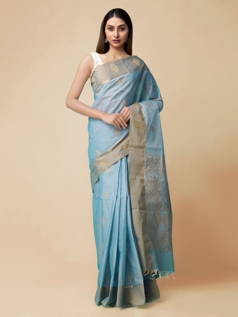 

Unnati Silks Blue Pure Cotton Woven Design Handloom Uppada Saree
