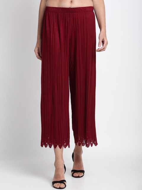 

NEUDIS Women Maroon Solid Pleated Culottes
