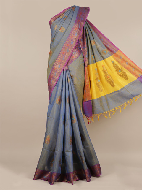 

Pothys Blue Woven Design Cotton Blend Saree