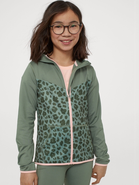 

H&M Girls Green Hooded Track Jacket