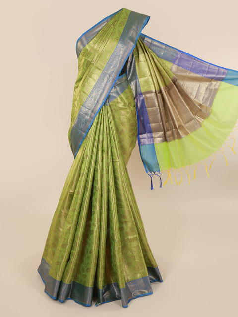 

Pothys Green & Blue Cotton Blend Woven Design Saree