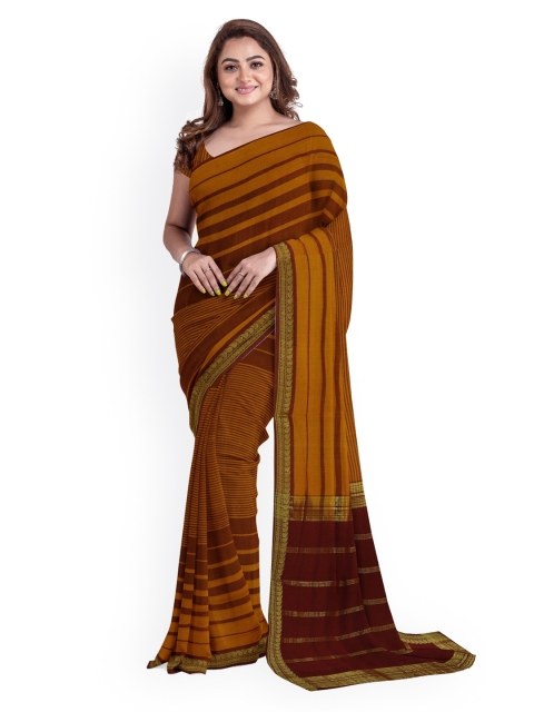 

APCO Mustard Striped Pure Cotton Sustainable Saree