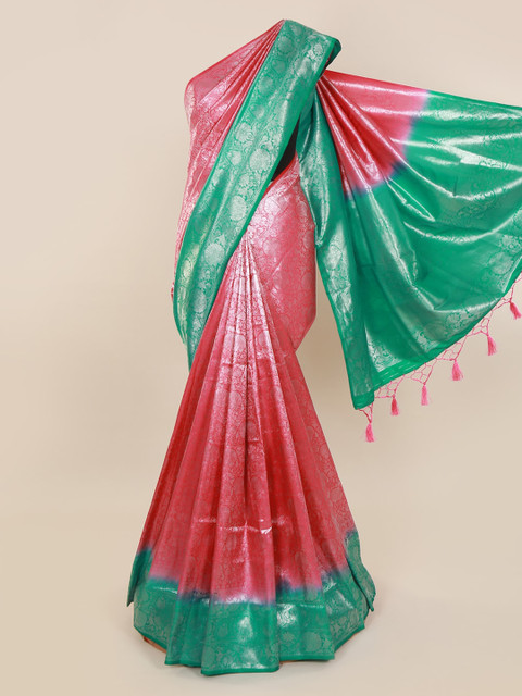 

Pothys Pink & Green Pure Silk Woven Design Banarasi Saree