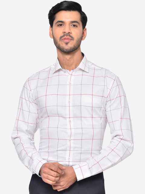 

JADE BLUE Men White & Red Slim Fit Checked Formal Shirt
