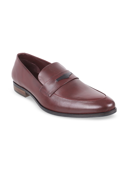 

Metro Men Maroon Solid Leather Formal Loafers
