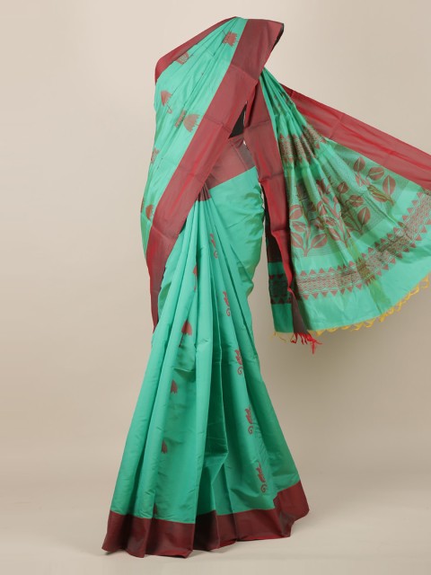 

Pothys Green & Maroon Silk Cotton Woven Design Saree