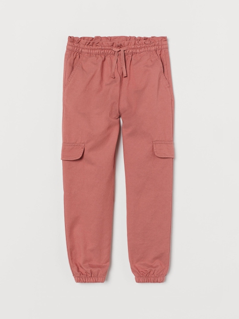 

H&M Girls Pink Solid Lined Cargo Joggers