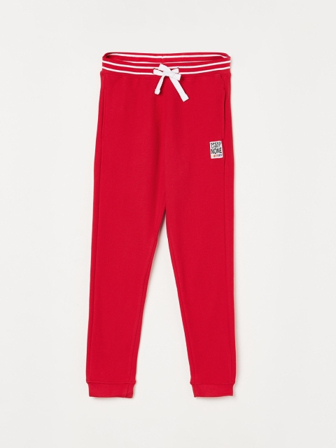 

Fame Forever by Lifestyle Boys Red & White Solid Slim-Fit Joggers