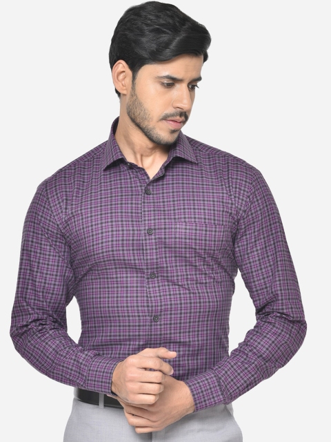 

JADE BLUE Men Purple Slim Fit Checked Formal Shirt