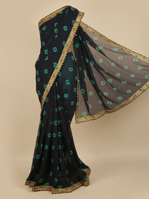 

Pothys Green & Turquoise Blue Poly Georgette Printed Saree