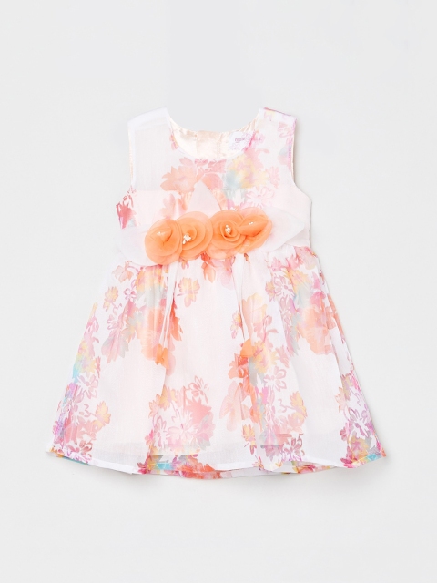 

max Girls Orange Printed Fit and Flare Dress